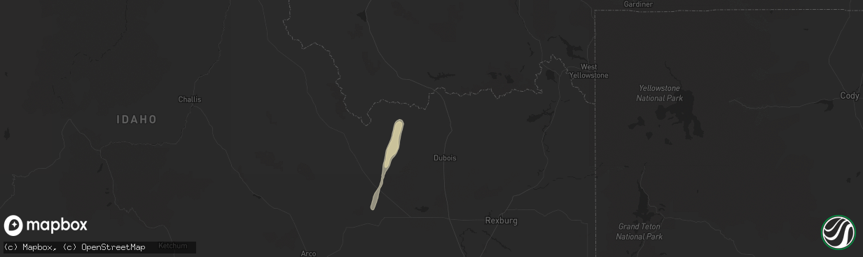 Hail map in Dubois, ID on August 23, 2024