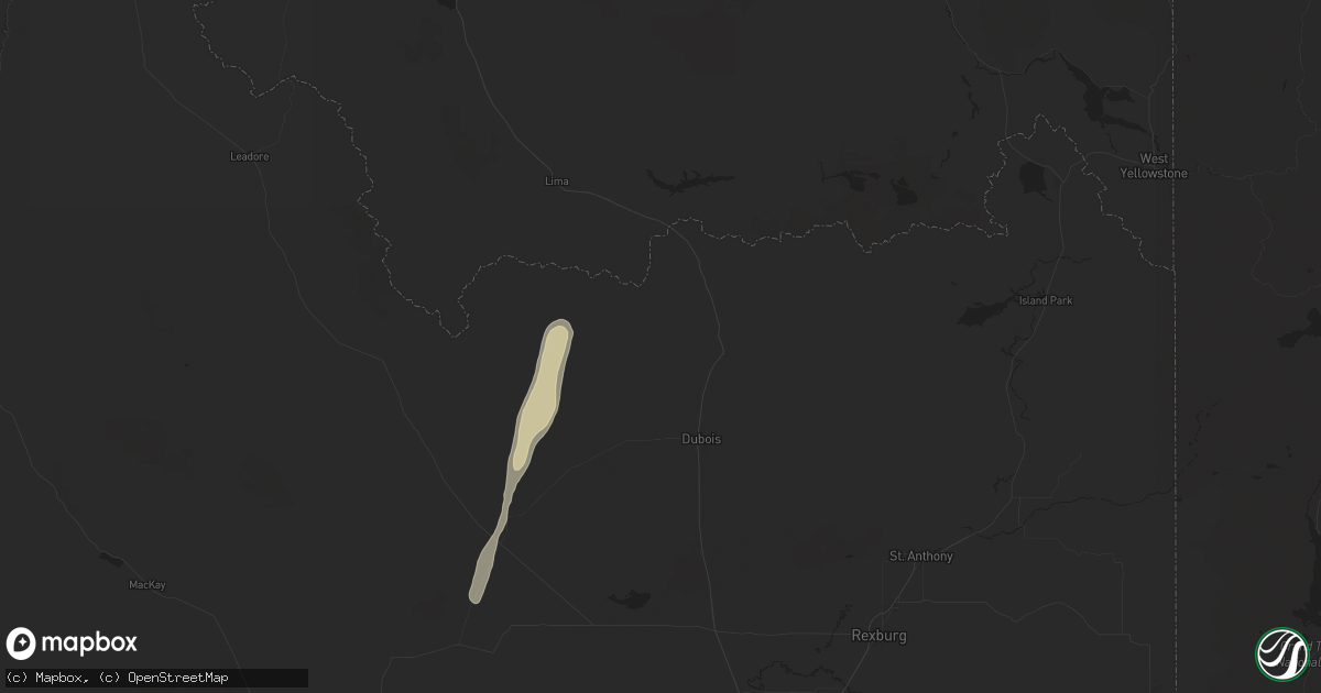 Hail map in Dubois, ID on August 23, 2024