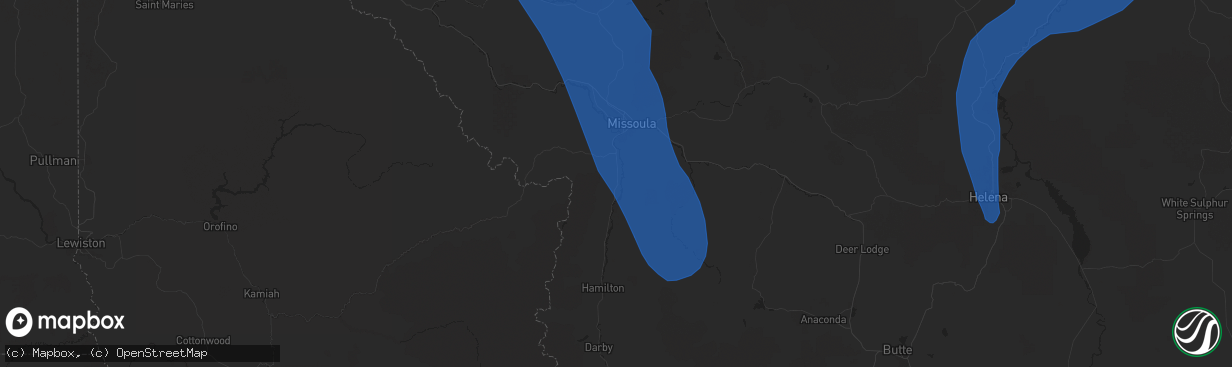 Hail map in Florence, MT on August 23, 2024