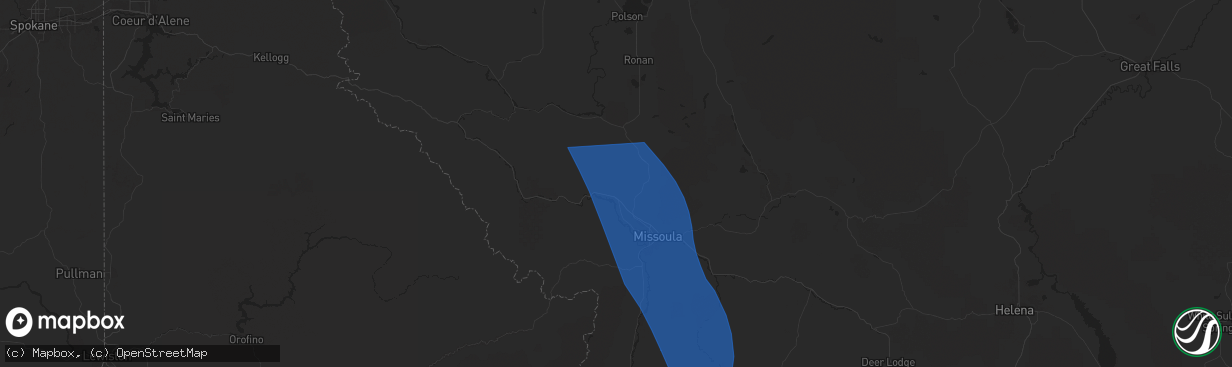 Hail map in Frenchtown, MT on August 23, 2024