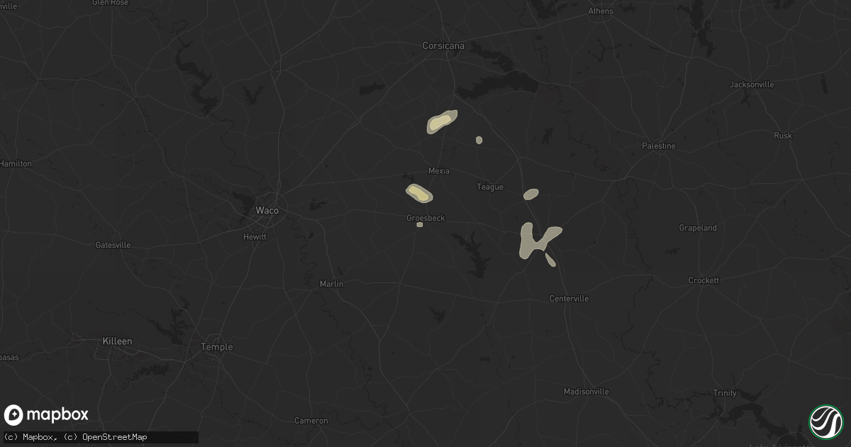 Hail map in Groesbeck, TX on August 23, 2024