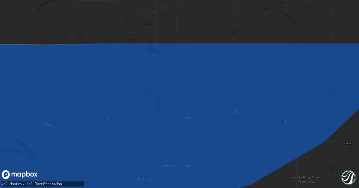 Hail map in Havre, MT on August 23, 2024