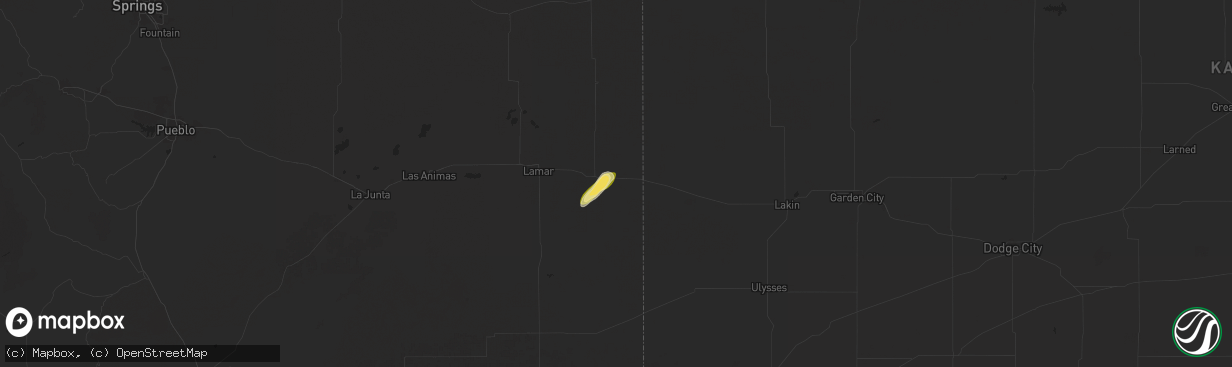 Hail map in Holly, CO on August 23, 2024