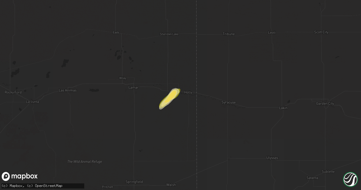 Hail map in Holly, CO on August 23, 2024