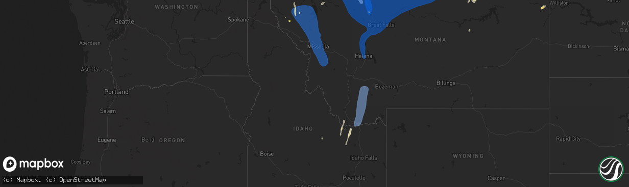 Hail map in Idaho on August 23, 2024