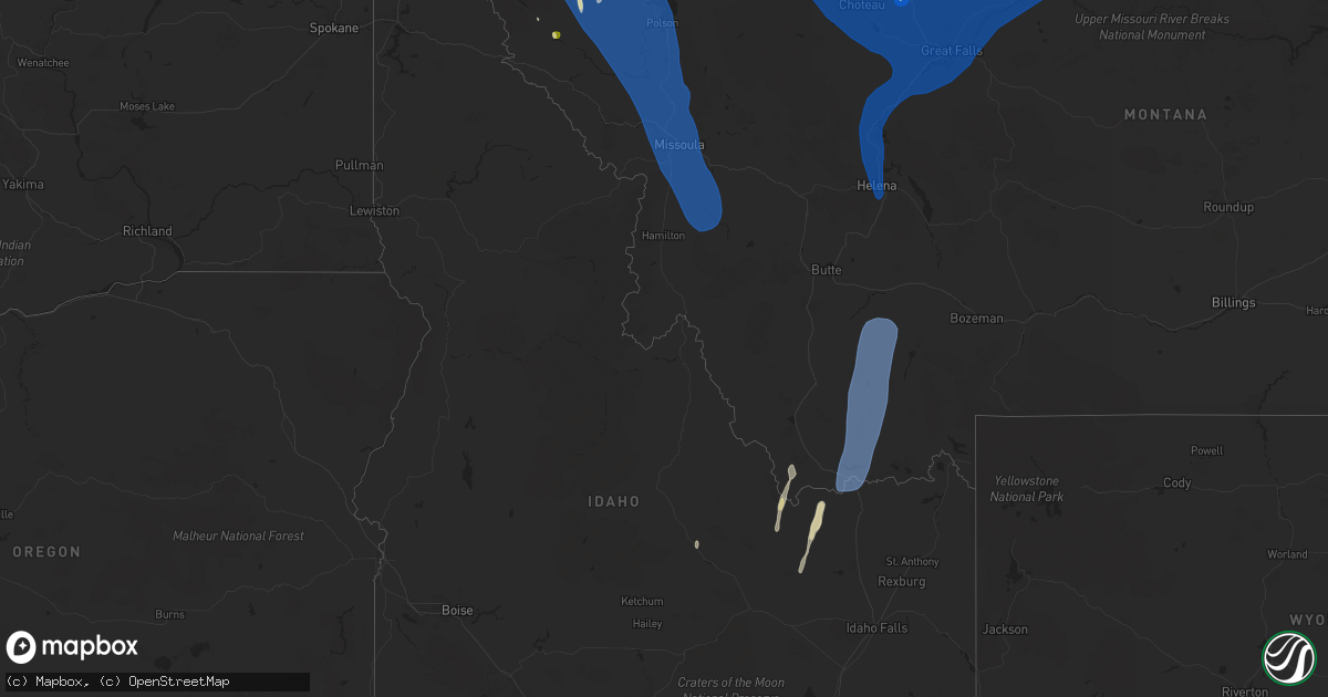 Hail map in Idaho on August 23, 2024