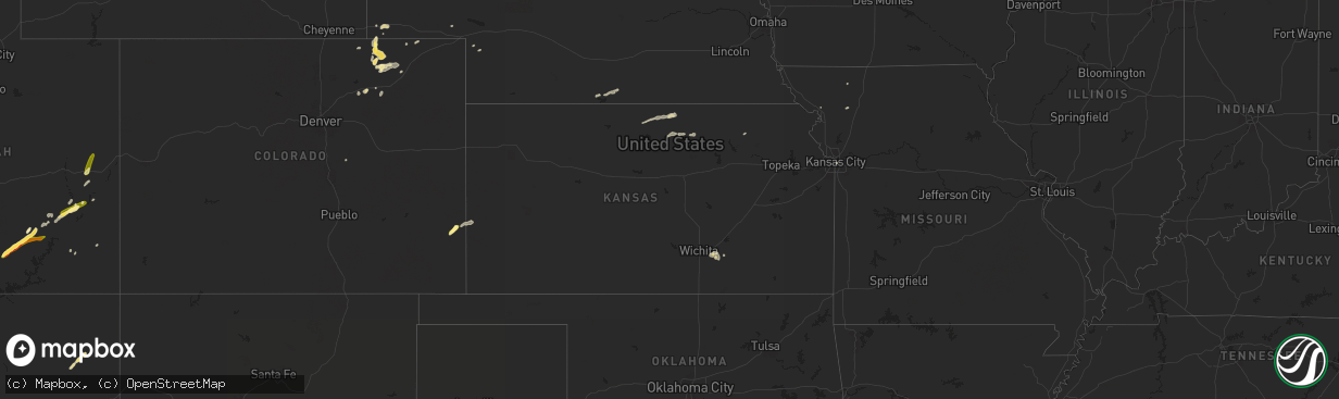 Hail map in Kansas on August 23, 2024