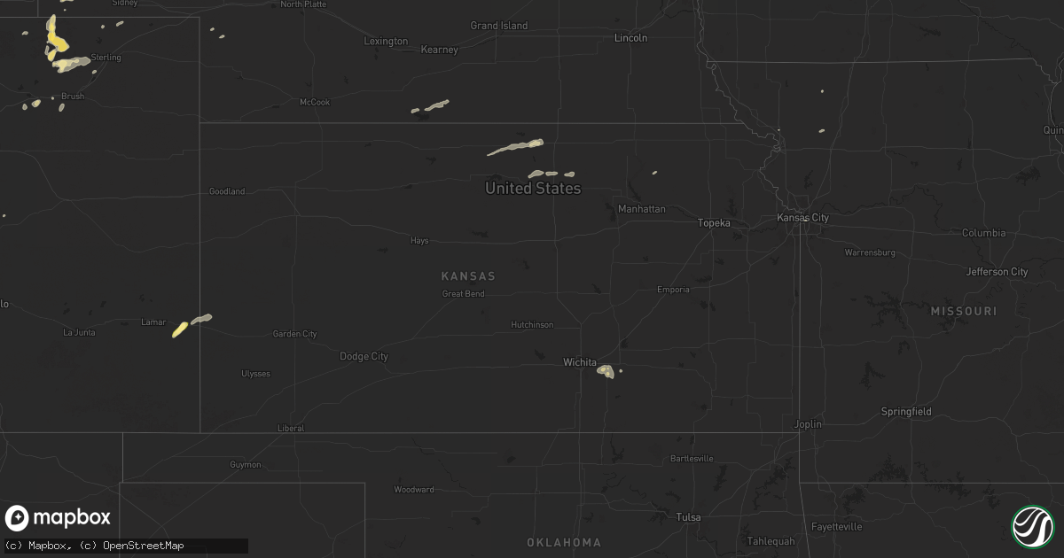 Hail map in Kansas on August 23, 2024