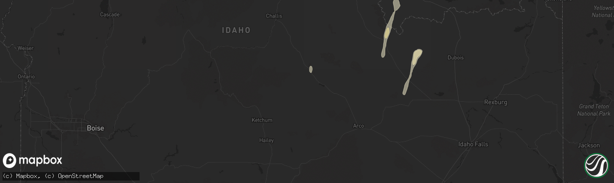 Hail map in Mackay, ID on August 23, 2024