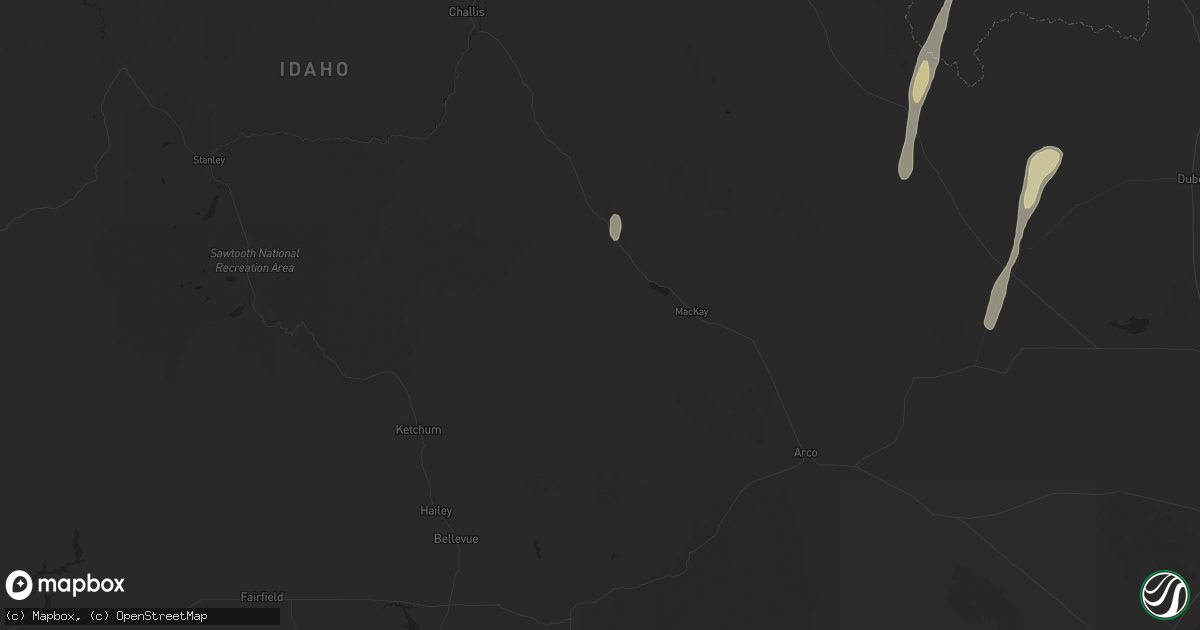 Hail map in Mackay, ID on August 23, 2024