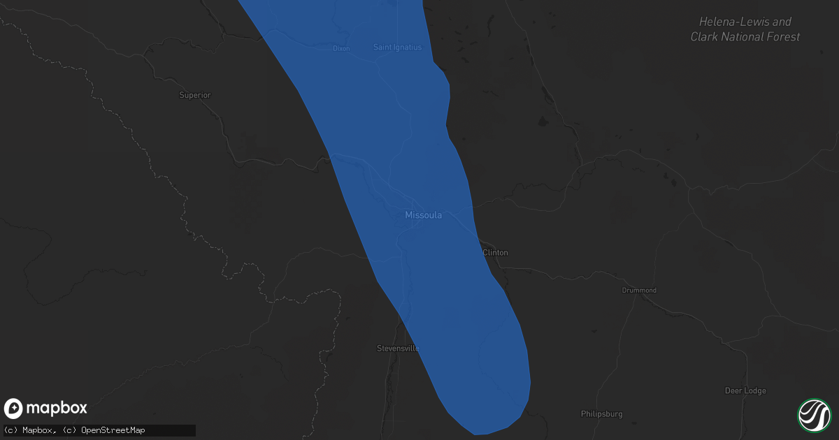 Hail map in Missoula, MT on August 23, 2024