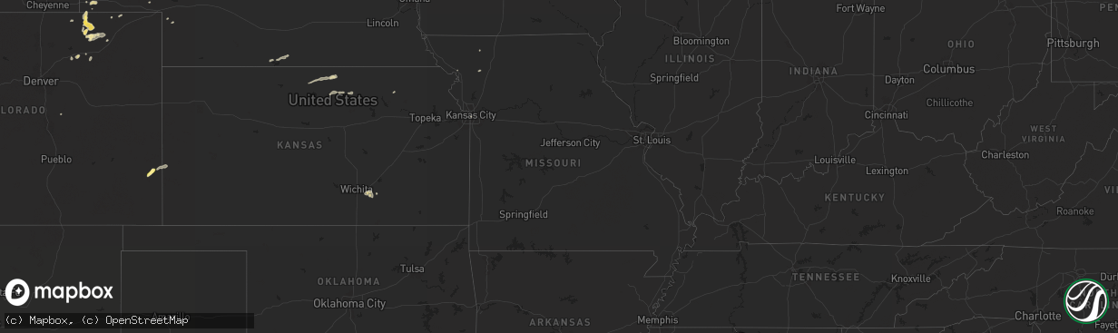 Hail map in Missouri on August 23, 2024