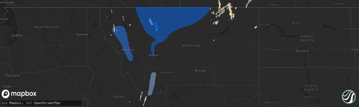 Hail map in Montana on August 23, 2024