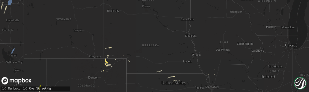 Hail map in Nebraska on August 23, 2024