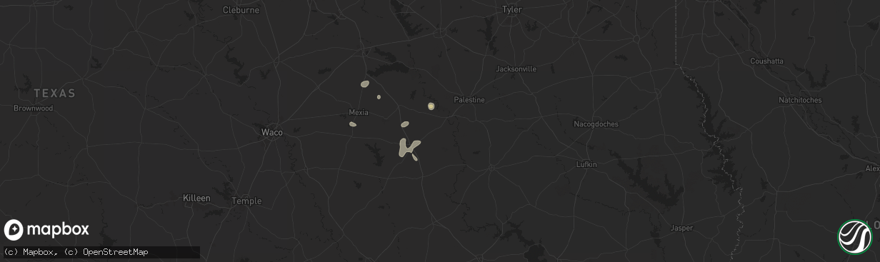 Hail map in Oakwood, TX on August 23, 2024