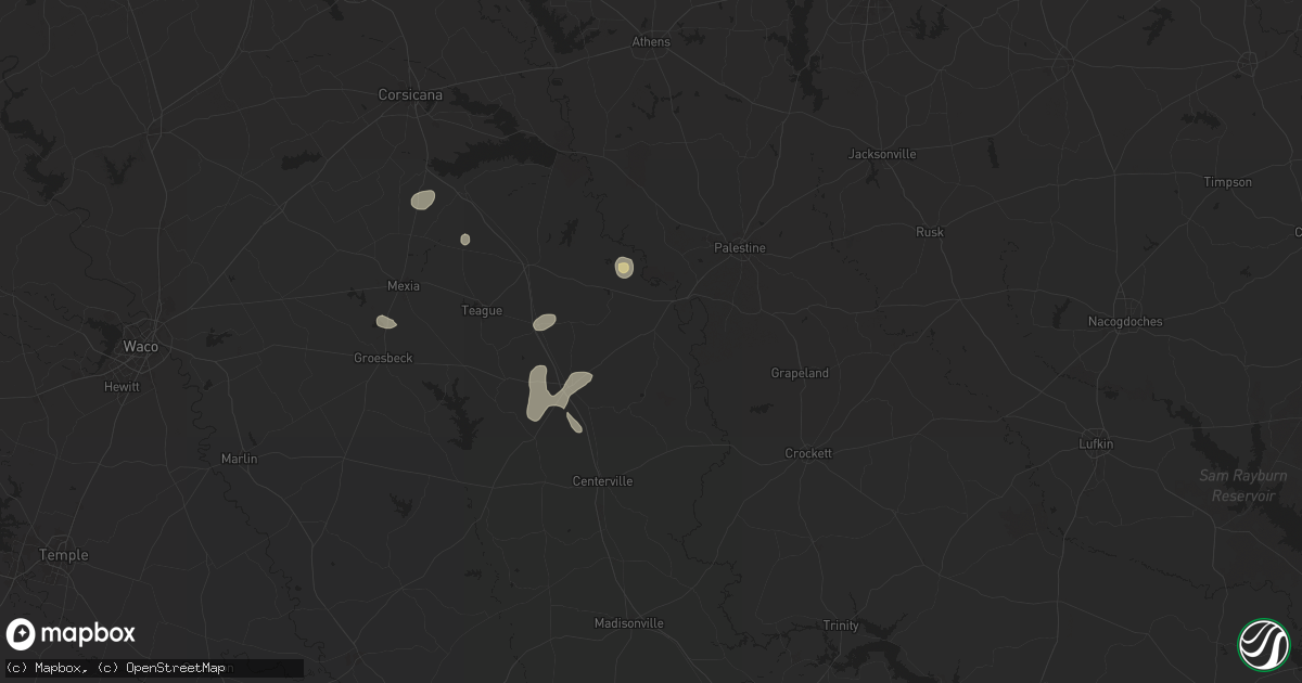Hail map in Oakwood, TX on August 23, 2024