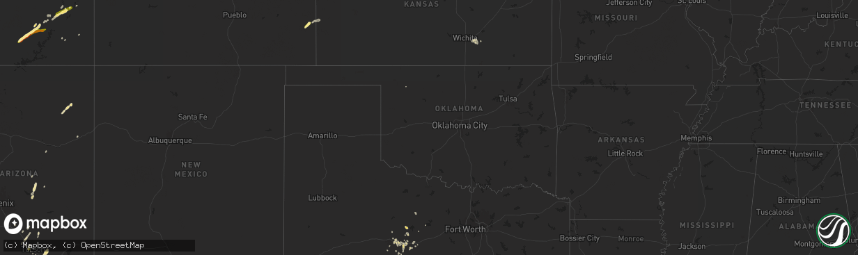 Hail map in Oklahoma on August 23, 2024