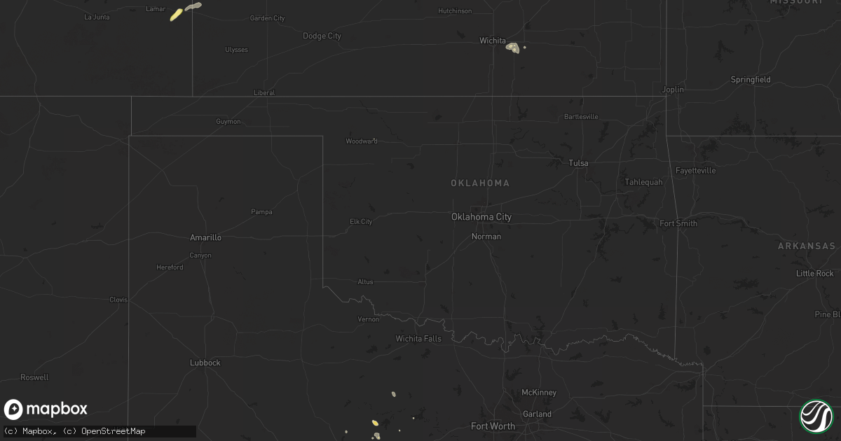 Hail map in Oklahoma on August 23, 2024