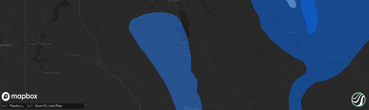 Hail map in Ronan, MT on August 23, 2024