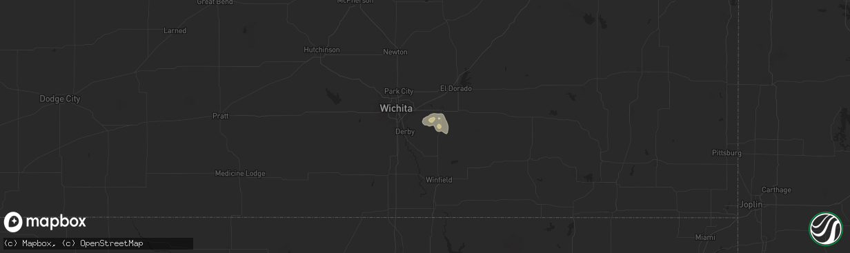 Hail map in Rose Hill, KS on August 23, 2024