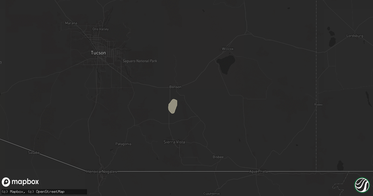 Hail map in Saint David, AZ on August 23, 2024