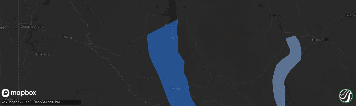 Hail map in Saint Ignatius, MT on August 23, 2024