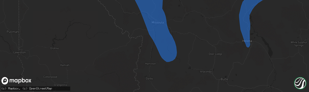 Hail map in Stevensville, MT on August 23, 2024