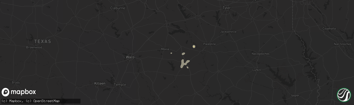 Hail map in Teague, TX on August 23, 2024