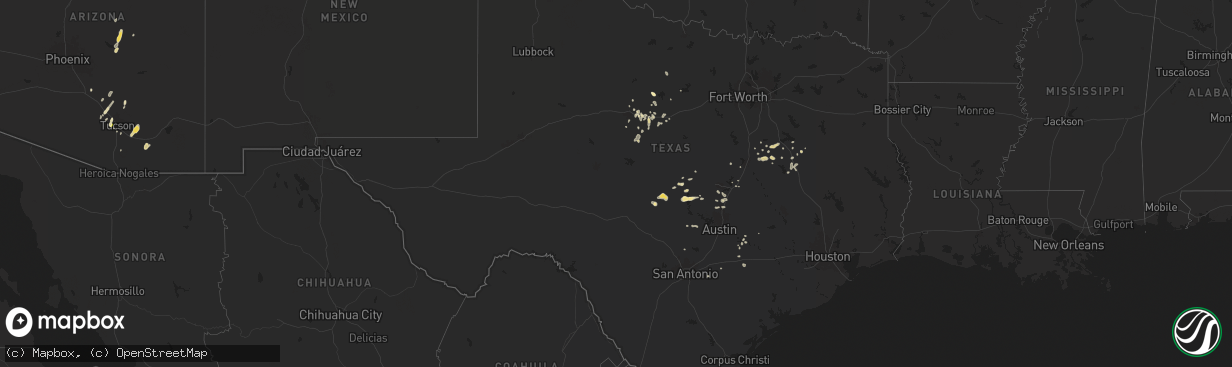 Hail map in Texas on August 23, 2024