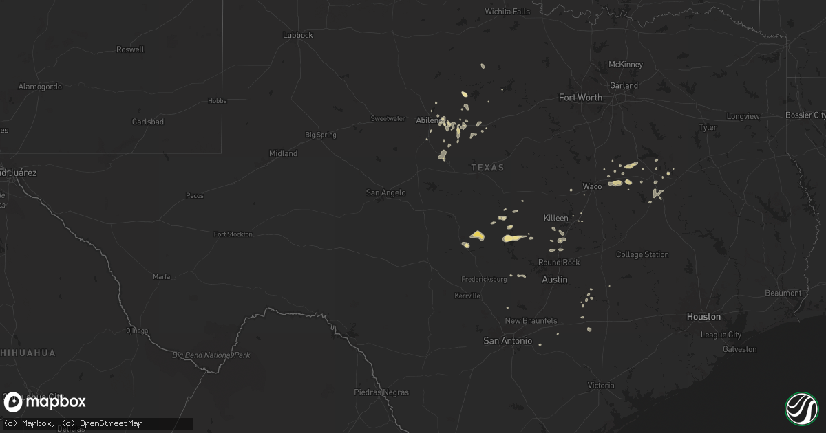 Hail map in Texas on August 23, 2024