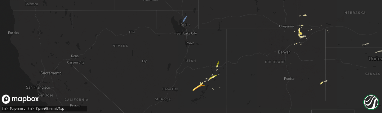 Hail map in Utah on August 23, 2024