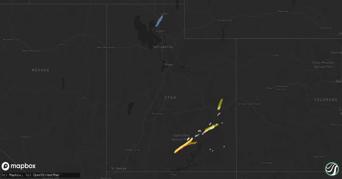 Hail map in Utah on August 23, 2024