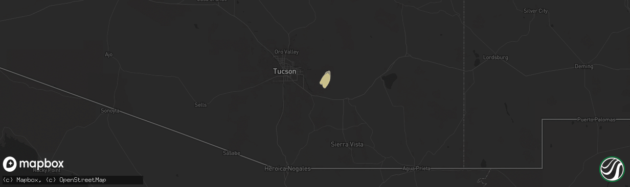 Hail map in Vail, AZ on August 23, 2024