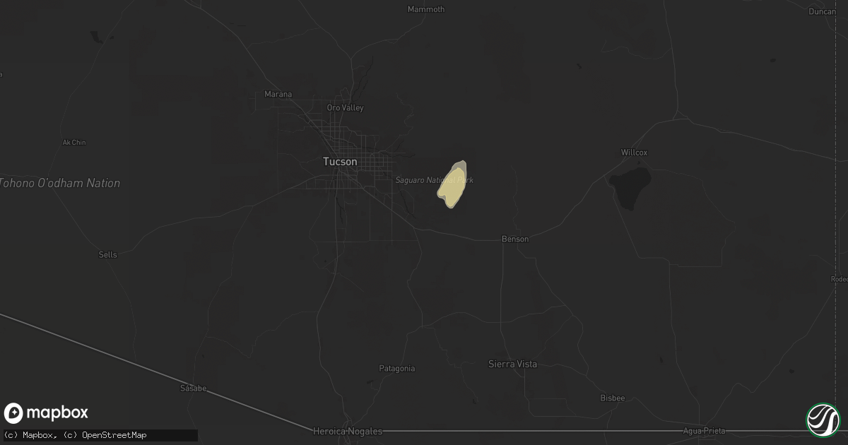 Hail map in Vail, AZ on August 23, 2024