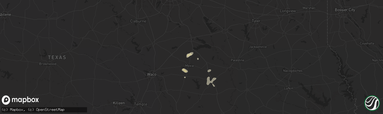 Hail map in Wortham, TX on August 23, 2024