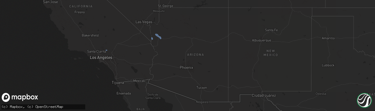 Hail map in Arizona on August 23, 2025