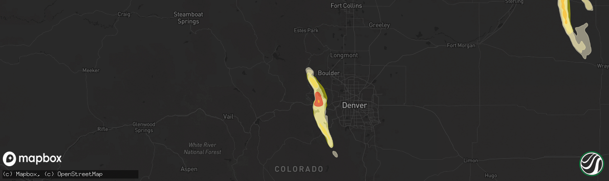 Hail map in Black Hawk, CO on August 23, 2025