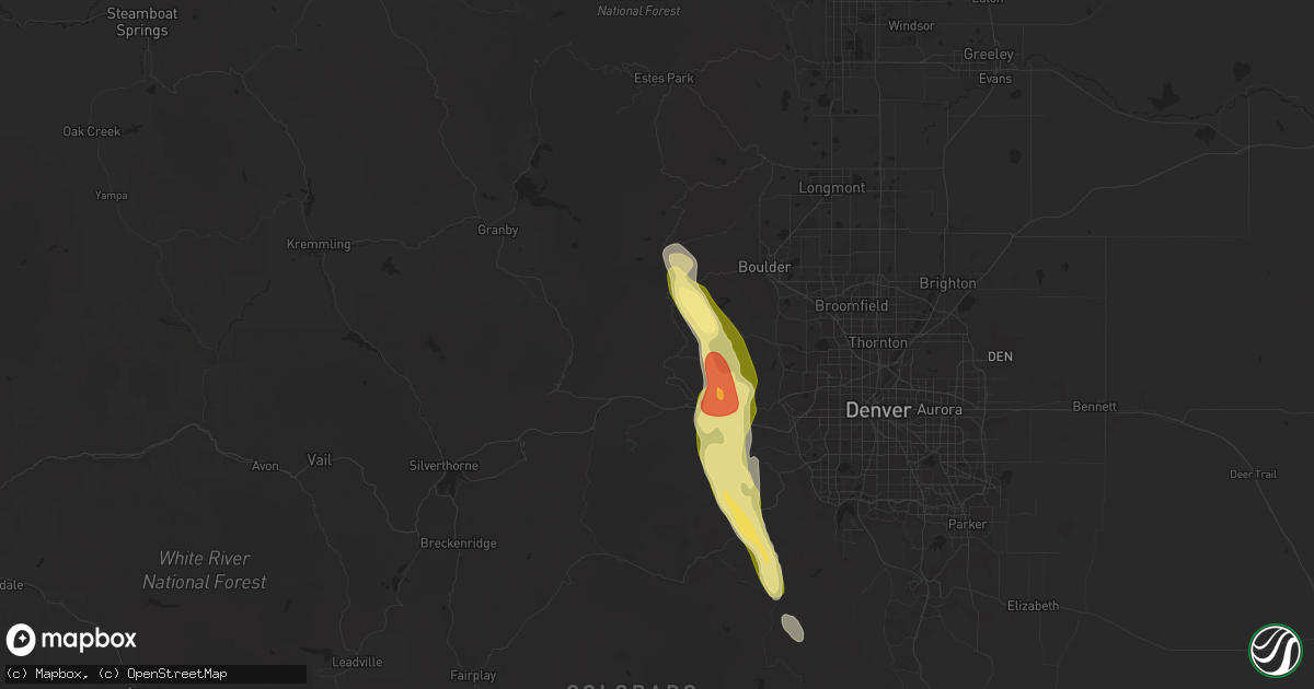 Hail map in Black Hawk, CO on August 23, 2025