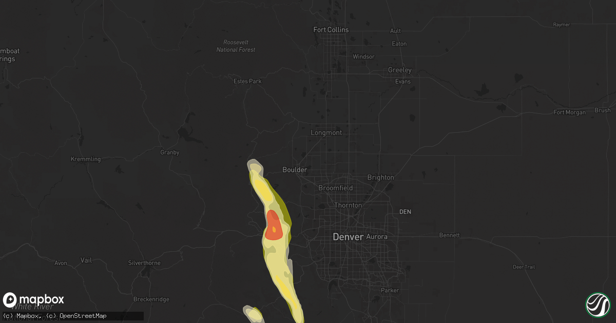 Hail map in Boulder, CO on August 23, 2025