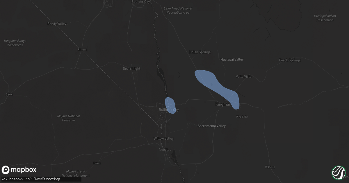 Hail map in Bullhead City, AZ on August 23, 2025