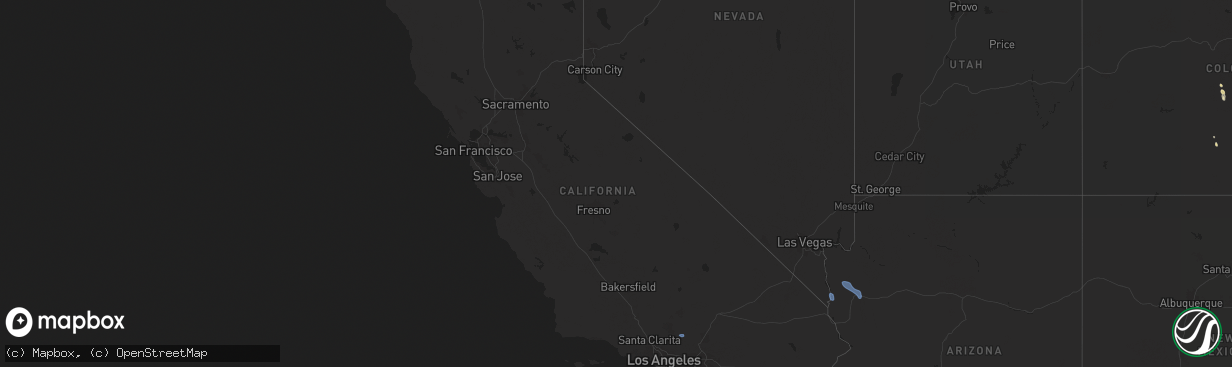 Hail map in California on August 23, 2025