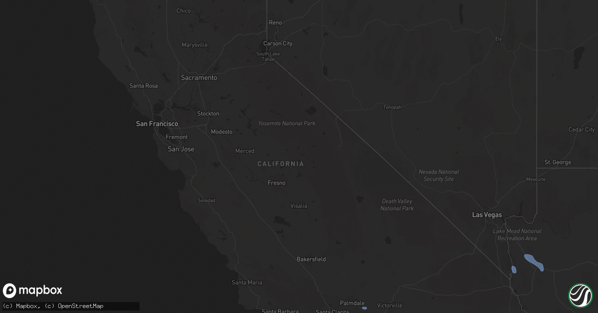Hail map in California on August 23, 2025