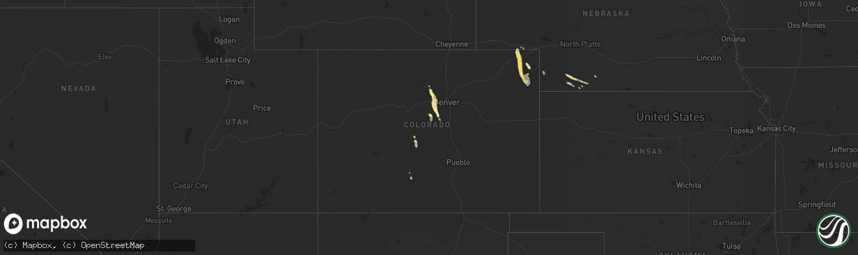 Hail map in Colorado on August 23, 2025