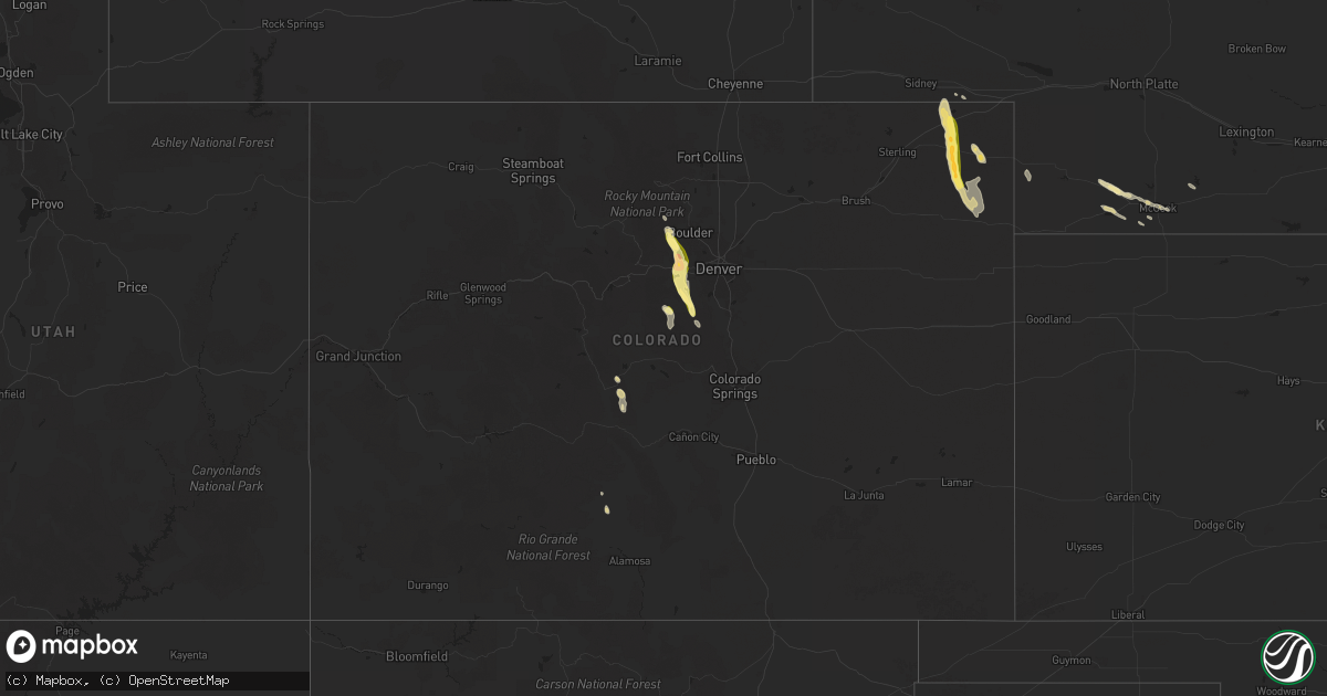Hail map in Colorado on August 23, 2025