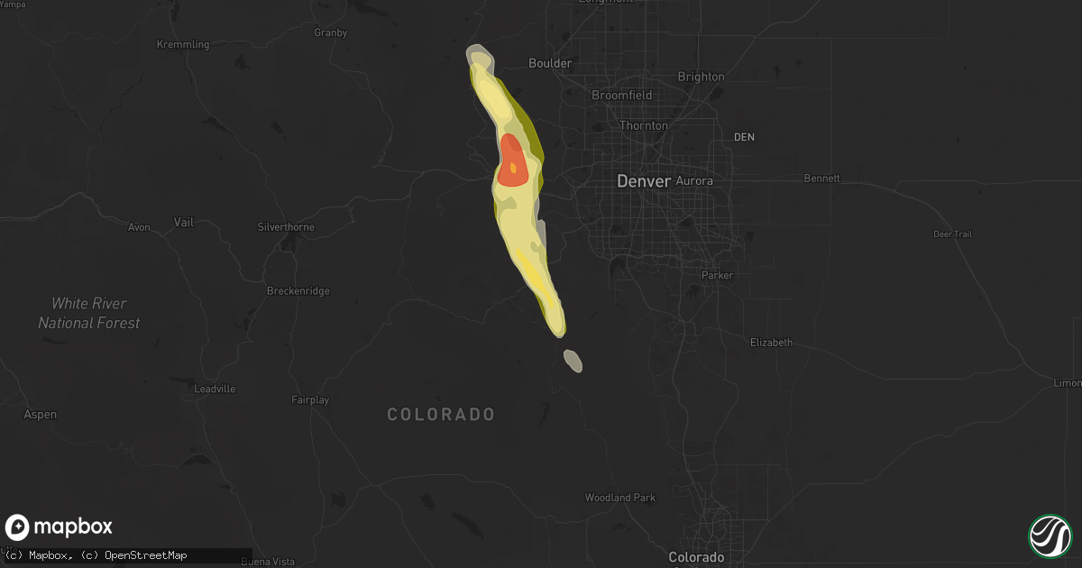 Hail map in Conifer, CO on August 23, 2025