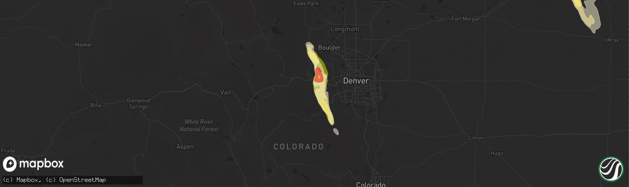 Hail map in Evergreen, CO on August 23, 2025