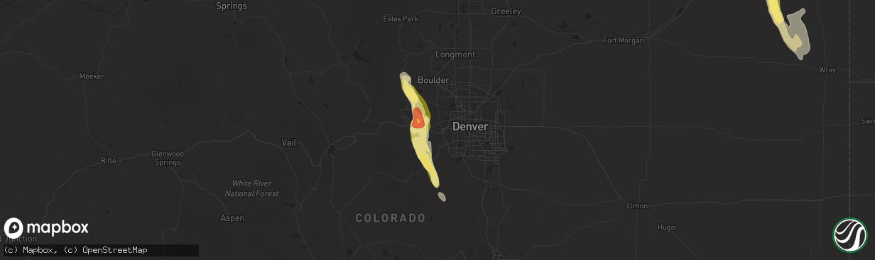 Hail map in Golden, CO on August 23, 2025