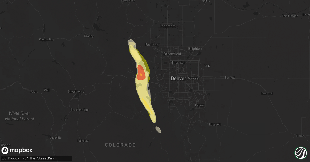 Hail map in Golden, CO on August 23, 2025