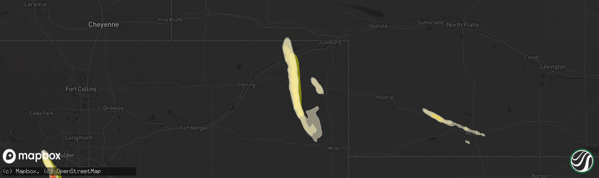 Hail map in Haxtun, CO on August 23, 2025