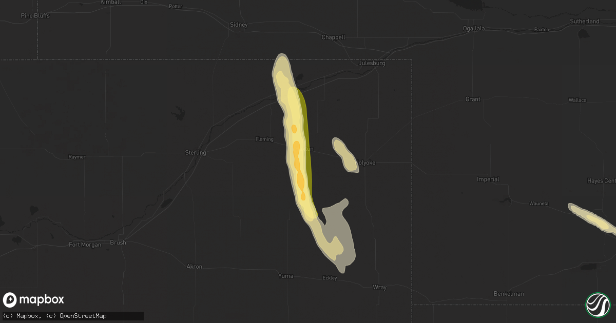 Hail map in Haxtun, CO on August 23, 2025